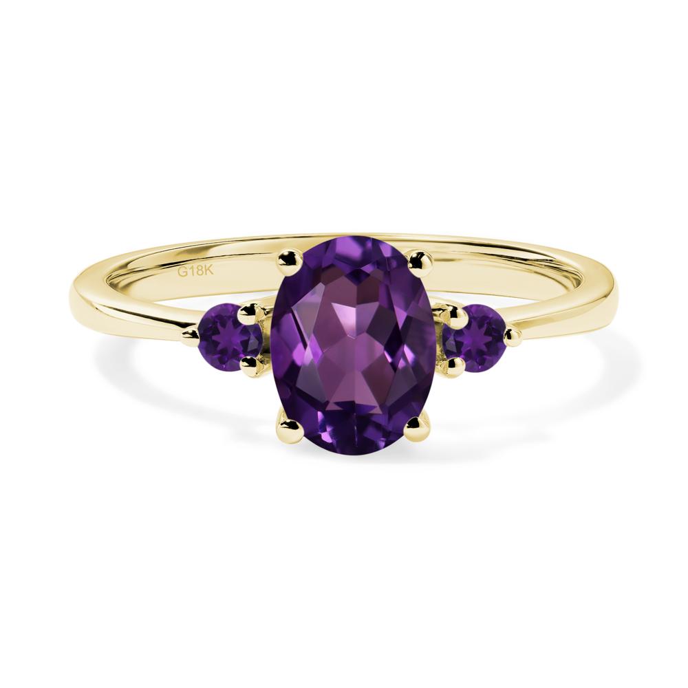 Trilogy Oval Amethyst Ring - LUO Jewelry #metal_18k yellow gold