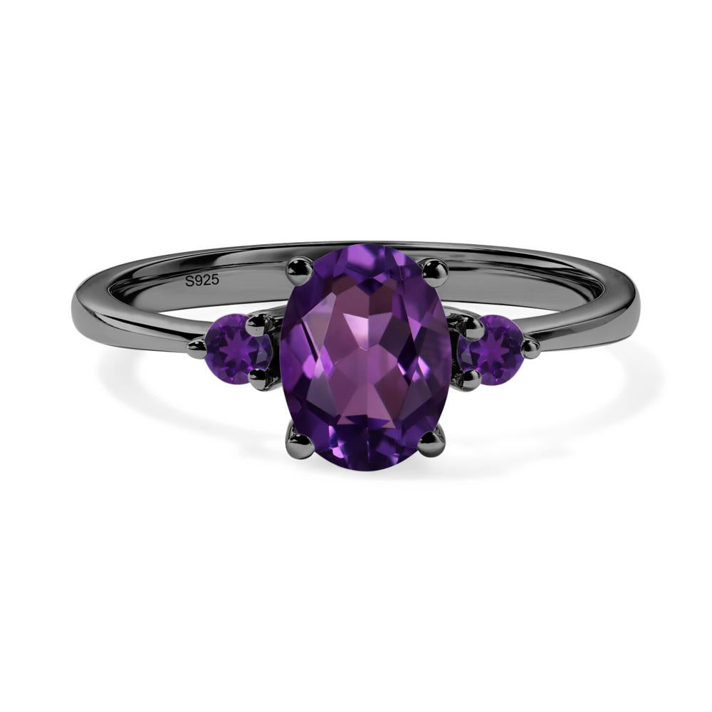 Trilogy Oval Amethyst Ring - LUO Jewelry #metal_black finish sterling silver