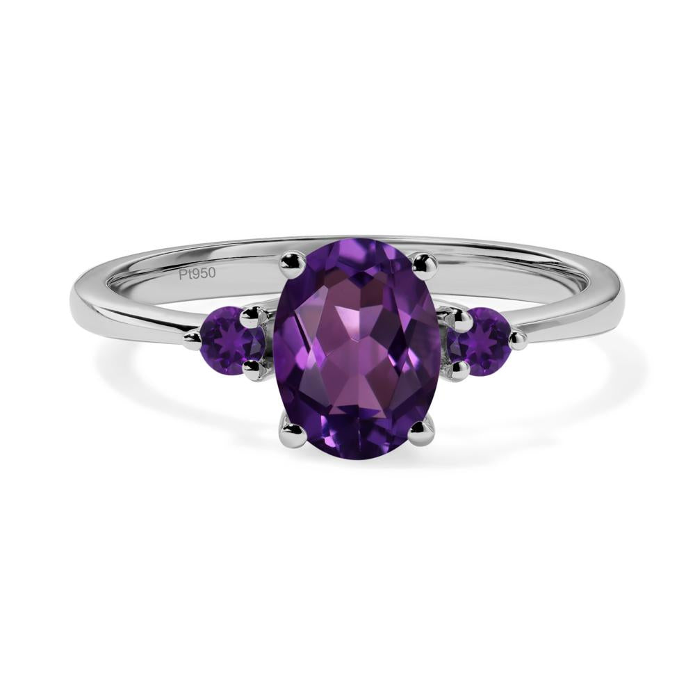 Trilogy Oval Amethyst Ring - LUO Jewelry #metal_platinum