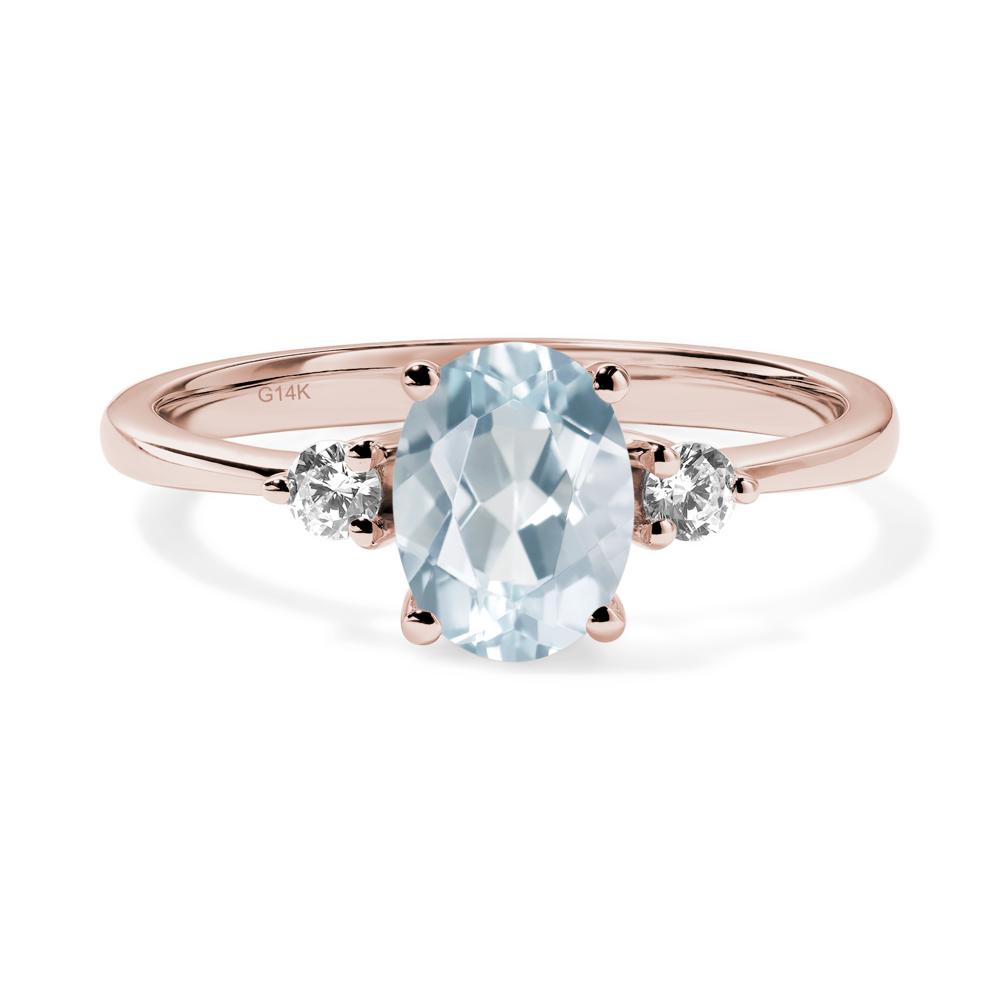 Trilogy Oval Aquamarine Ring - LUO Jewelry #metal_14k rose gold