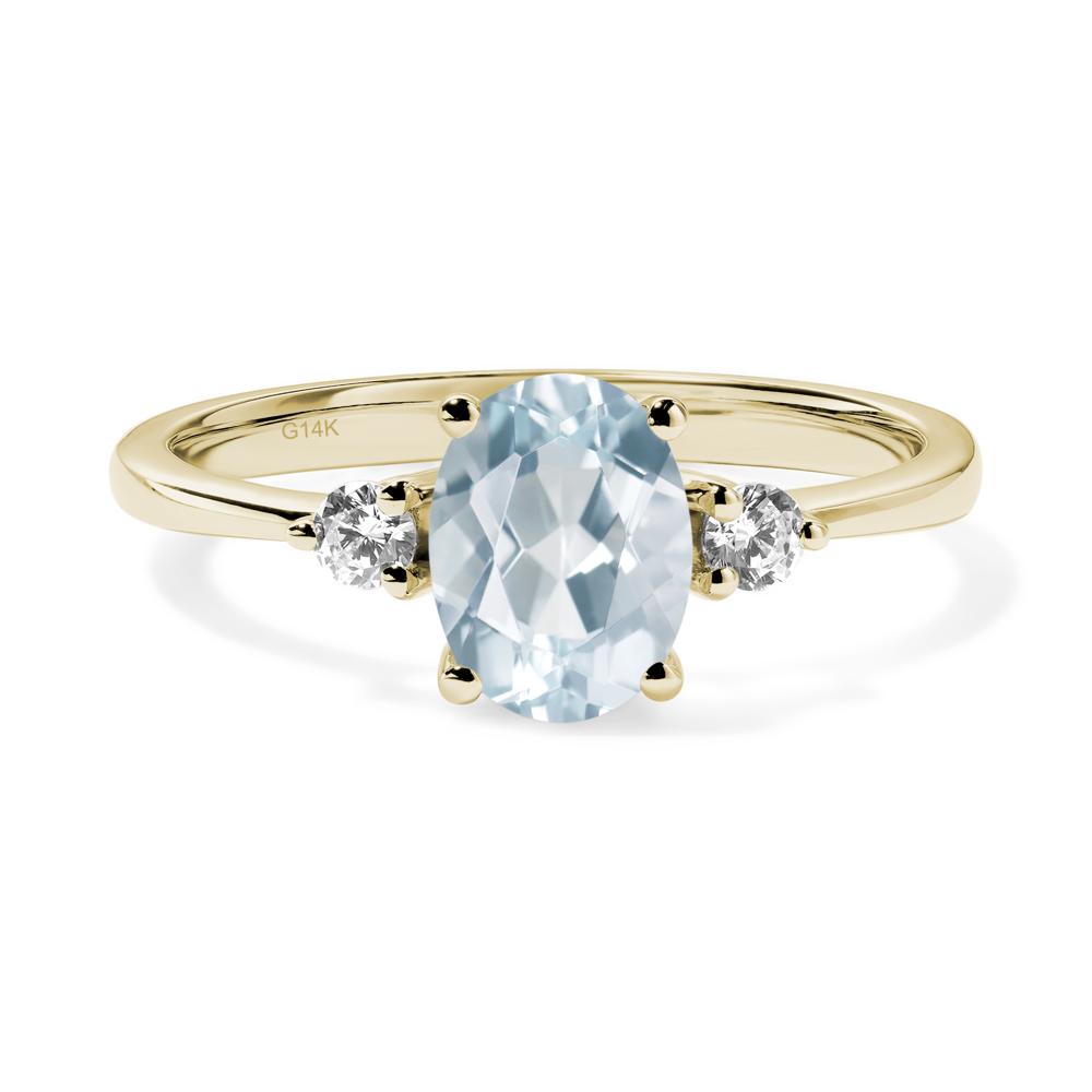 Trilogy Oval Aquamarine Ring - LUO Jewelry #metal_14k yellow gold