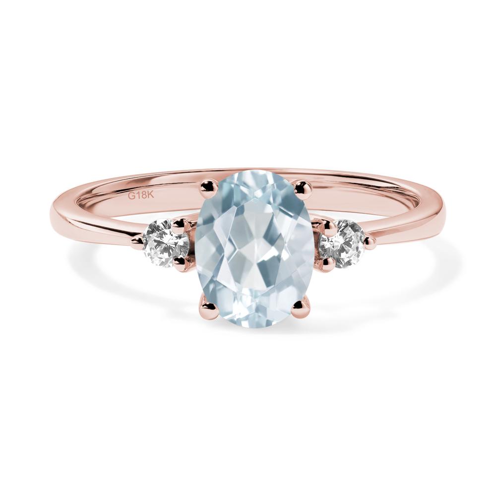 Trilogy Oval Aquamarine Ring - LUO Jewelry #metal_18k rose gold