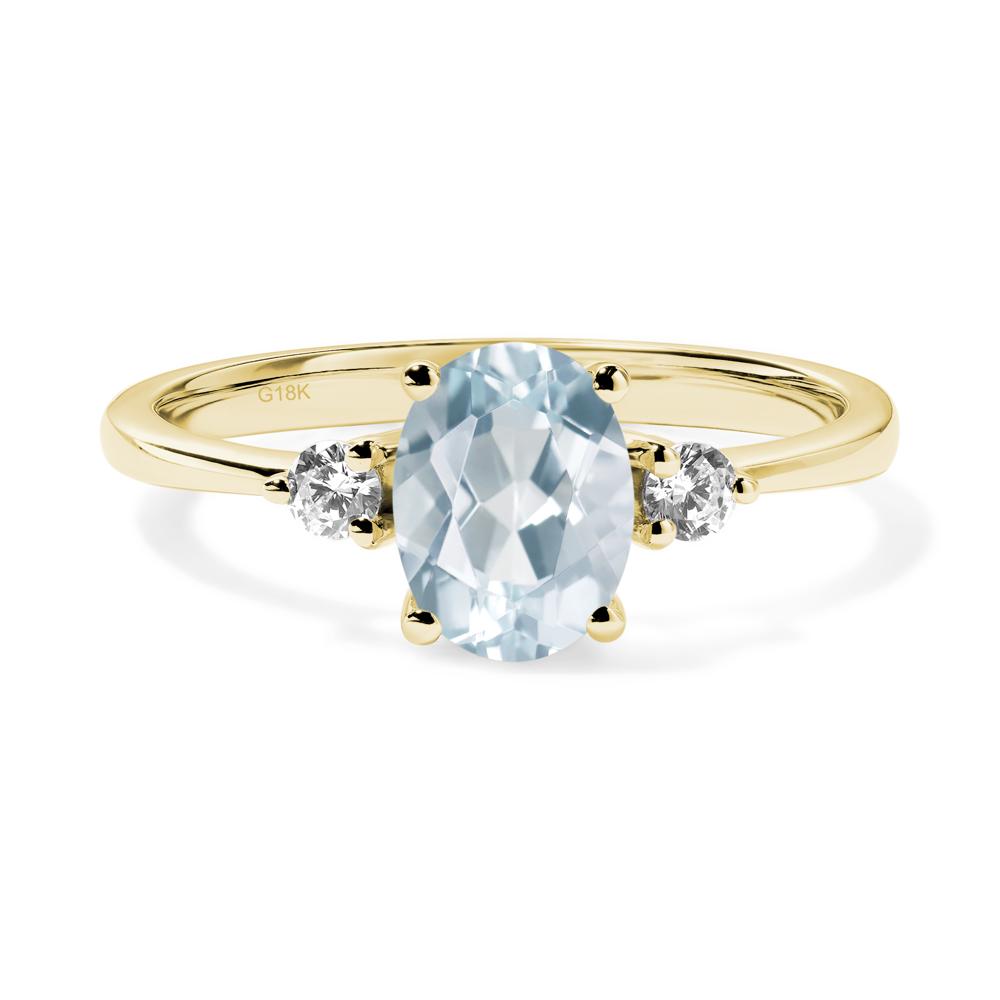 Trilogy Oval Aquamarine Ring - LUO Jewelry #metal_18k yellow gold