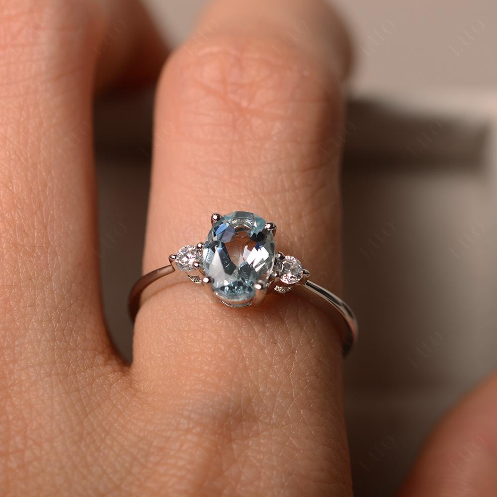 Trilogy Oval Aquamarine Ring - LUO Jewelry