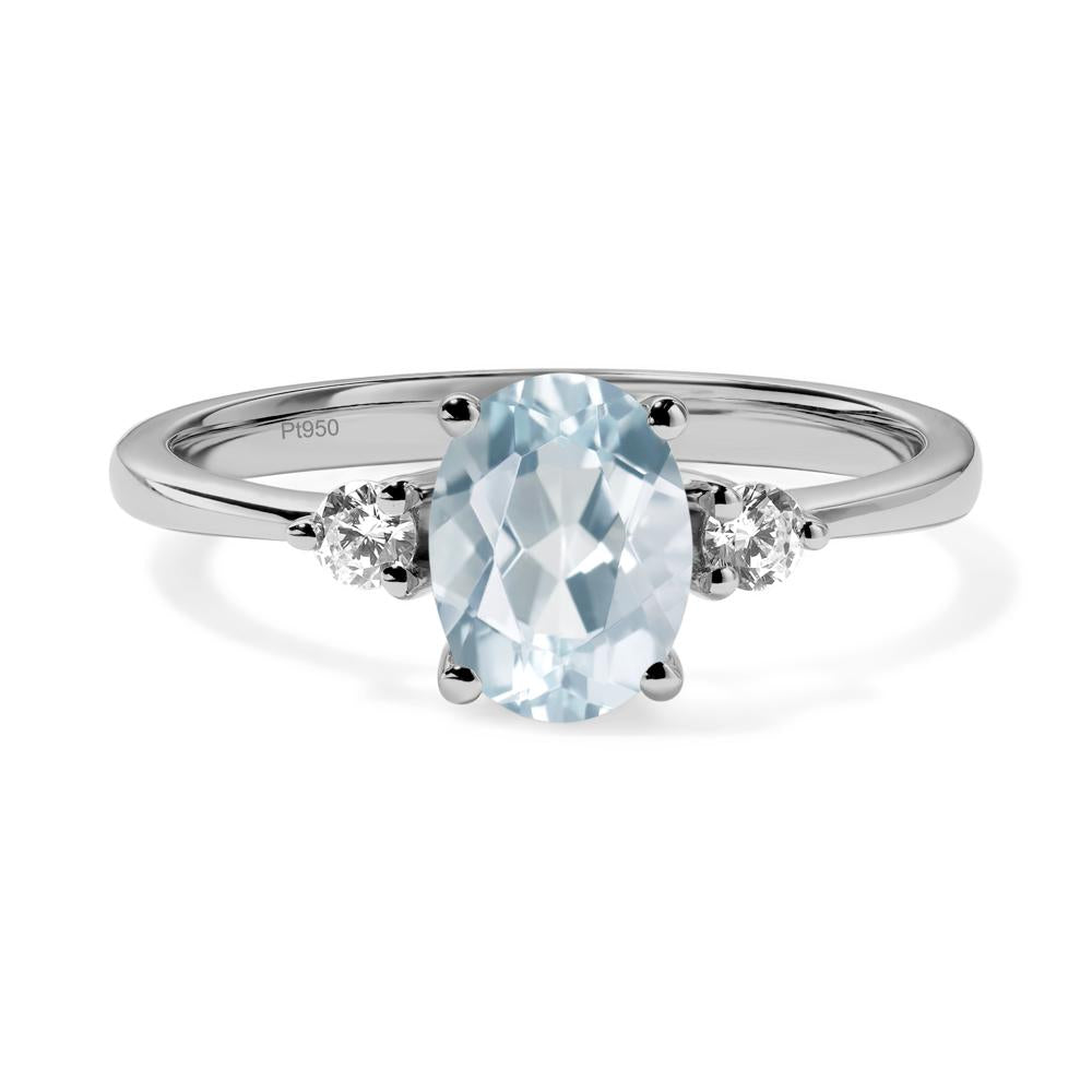 Trilogy Oval Aquamarine Ring - LUO Jewelry #metal_platinum