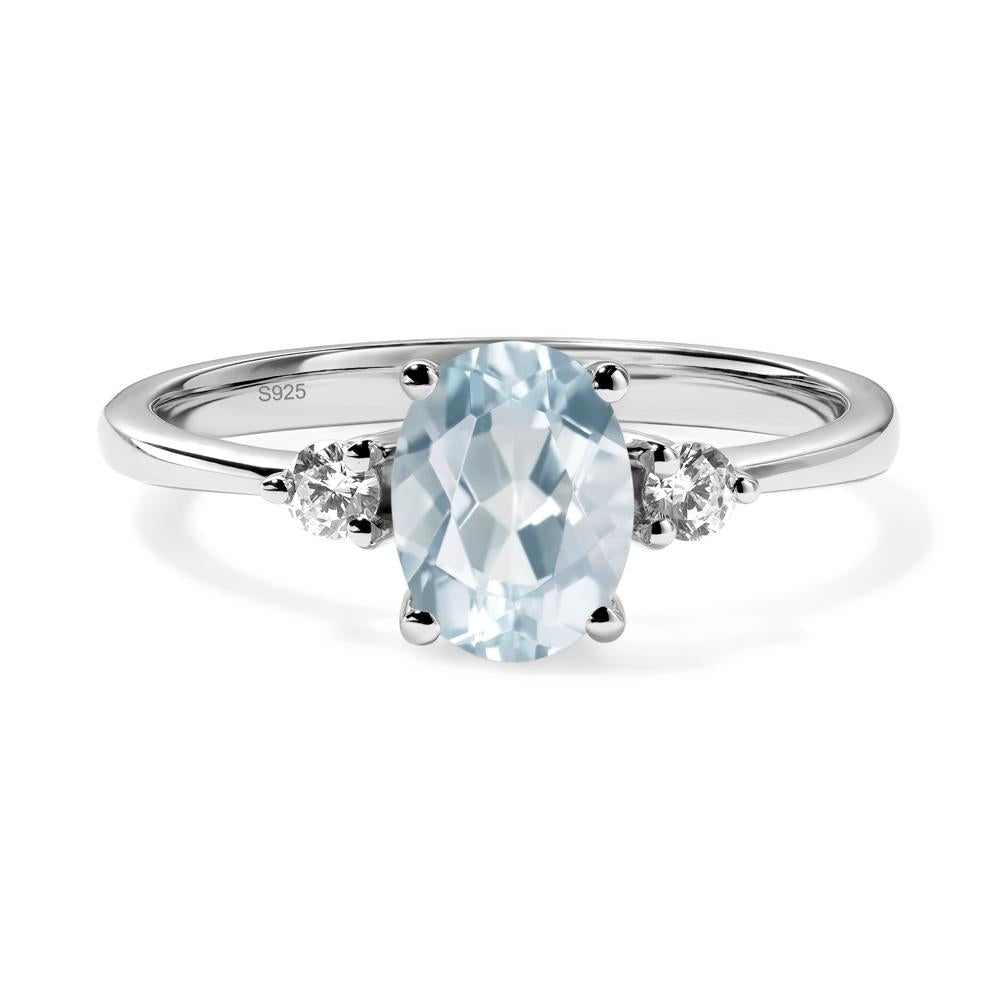 Trilogy Oval Aquamarine Ring - LUO Jewelry #metal_sterling silver