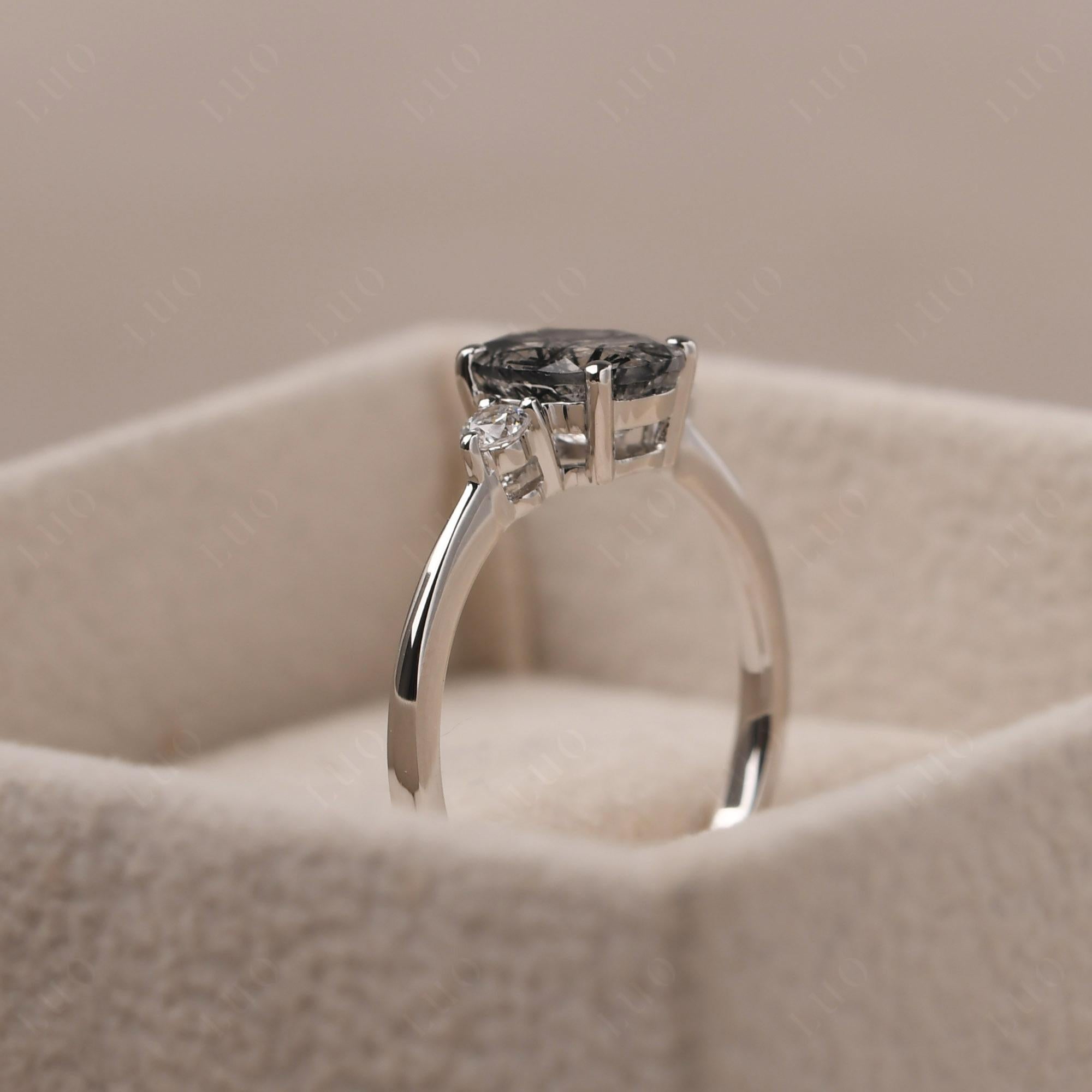 Trilogy Oval Black Rutilated Quartz Ring - LUO Jewelry