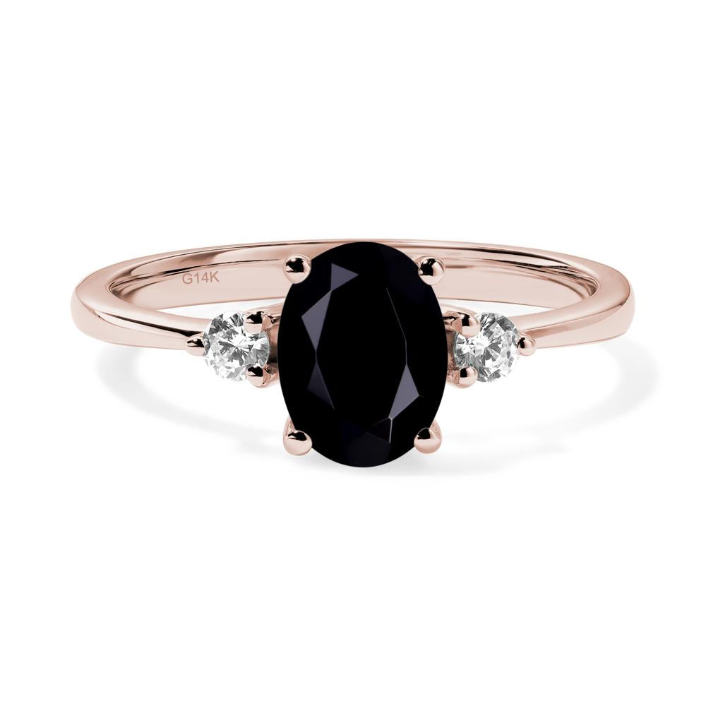 Trilogy Oval Black Spinel Ring - LUO Jewelry #metal_14k rose gold