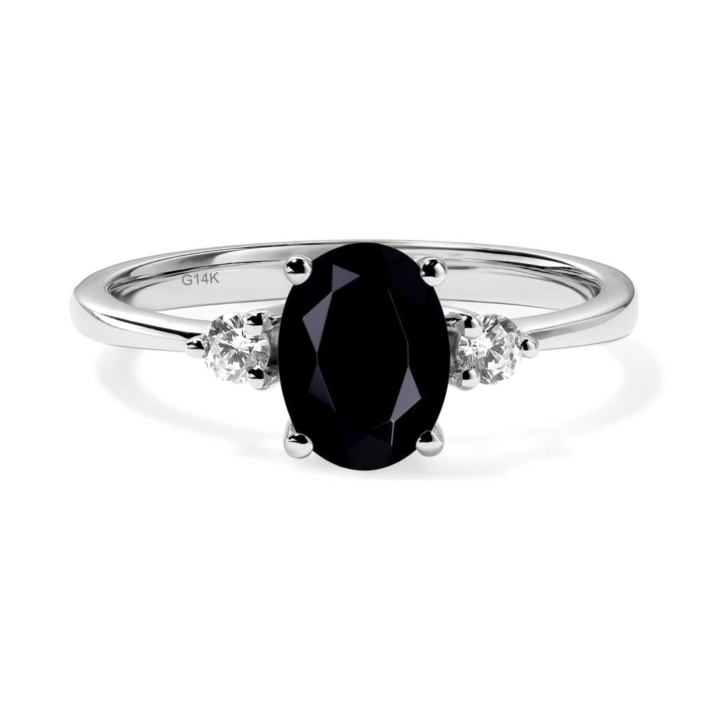 Trilogy Oval Black Spinel Ring - LUO Jewelry #metal_14k white gold