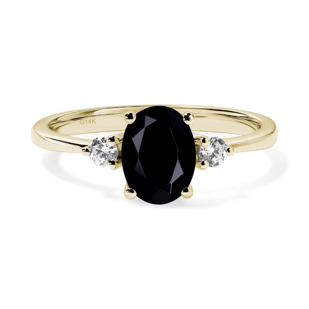 Trilogy Oval Black Spinel Ring - LUO Jewelry #metal_14k yellow gold