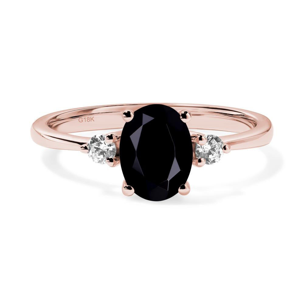 Trilogy Oval Black Spinel Ring - LUO Jewelry #metal_18k rose gold