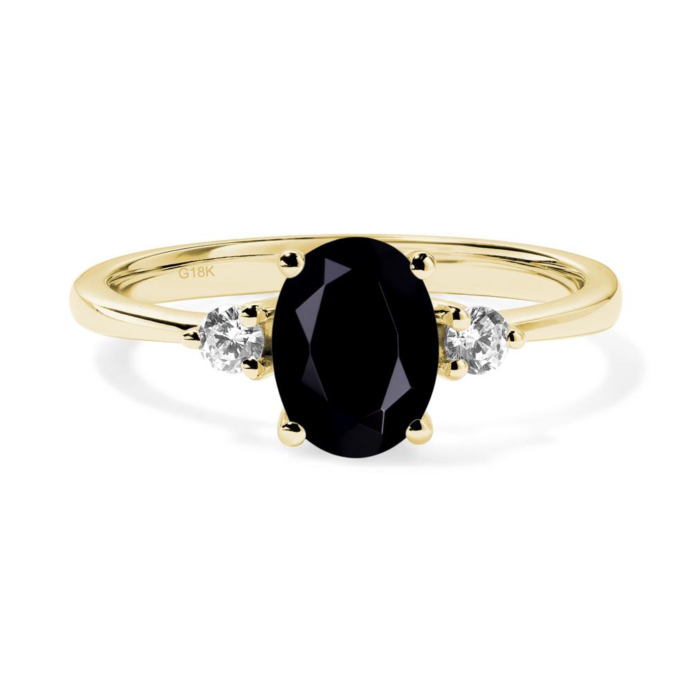 Trilogy Oval Black Spinel Ring - LUO Jewelry #metal_18k yellow gold