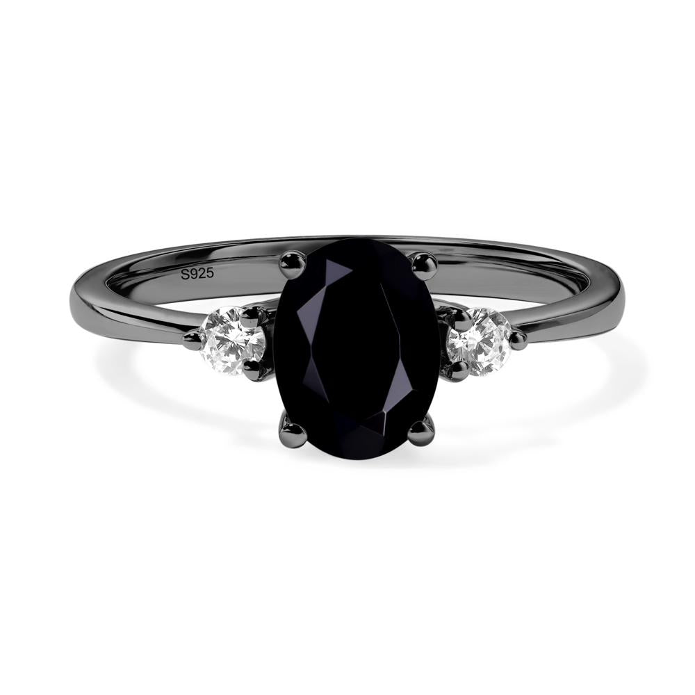 Trilogy Oval Black Spinel Ring - LUO Jewelry #metal_black finish sterling silver