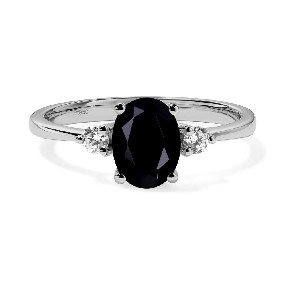 Trilogy Oval Black Spinel Ring - LUO Jewelry #metal_platinum