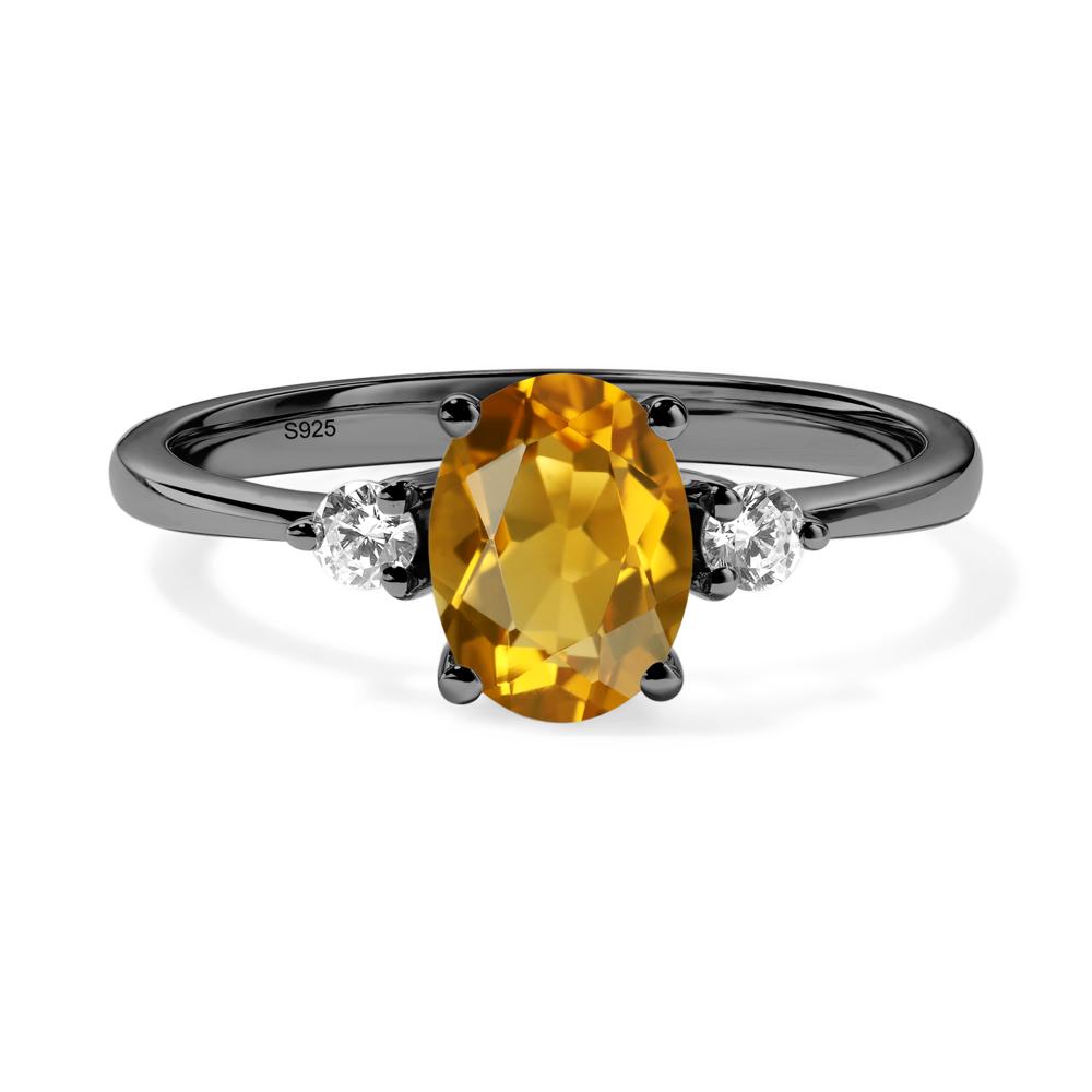 Trilogy Oval Citrine Ring - LUO Jewelry #metal_black finish sterling silver