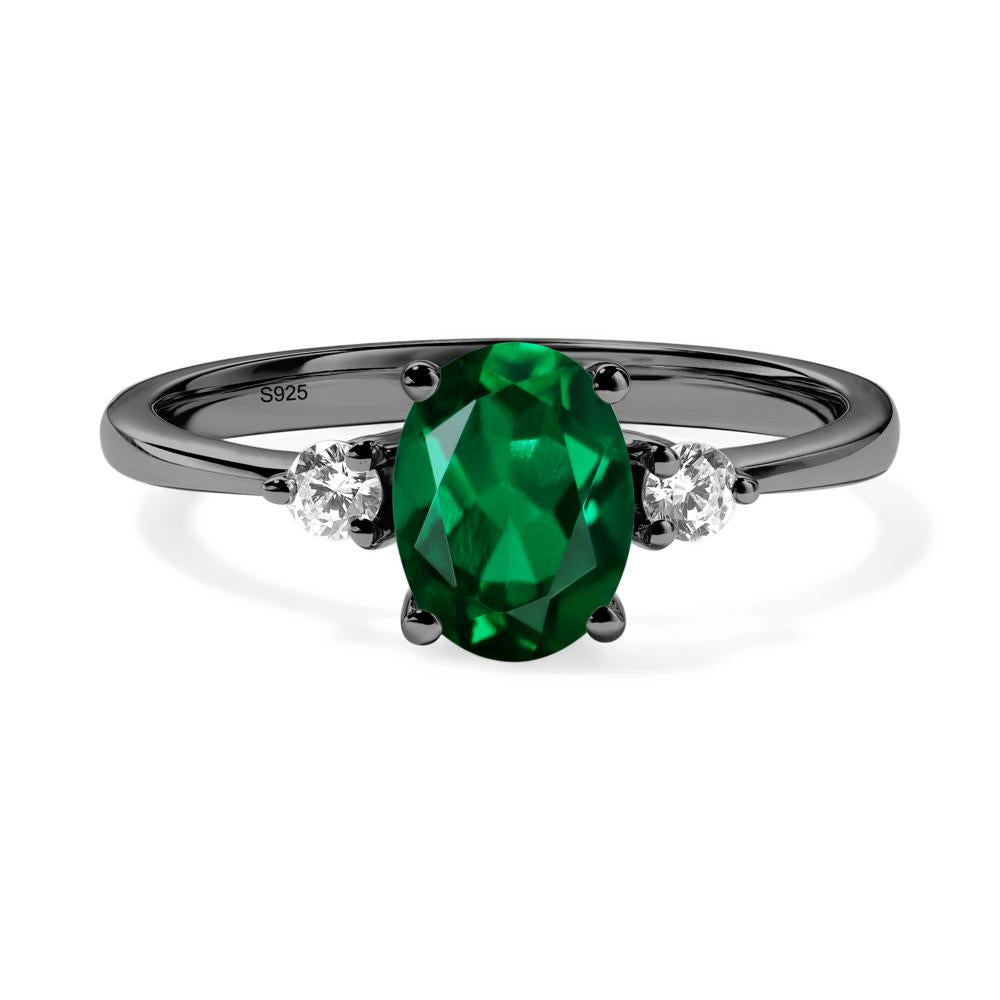 Trilogy Oval Emerald Ring - LUO Jewelry #metal_black finish sterling silver