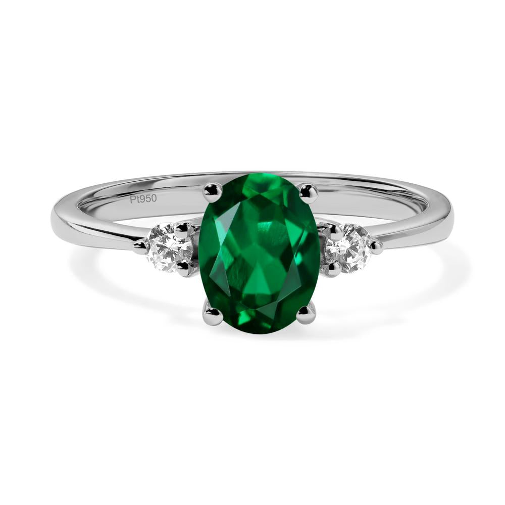 Trilogy Oval Emerald Ring - LUO Jewelry #metal_platinum
