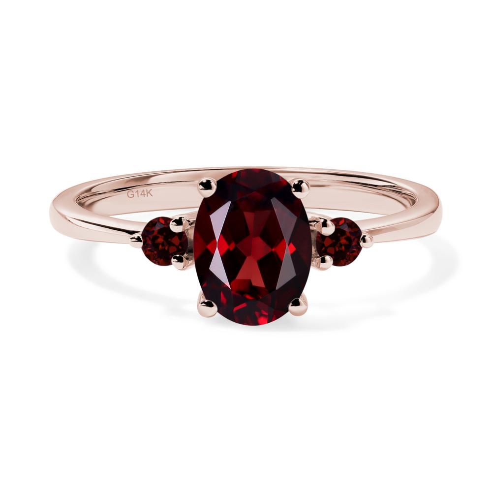 Trilogy Oval Garnet Ring - LUO Jewelry #metal_14k rose gold
