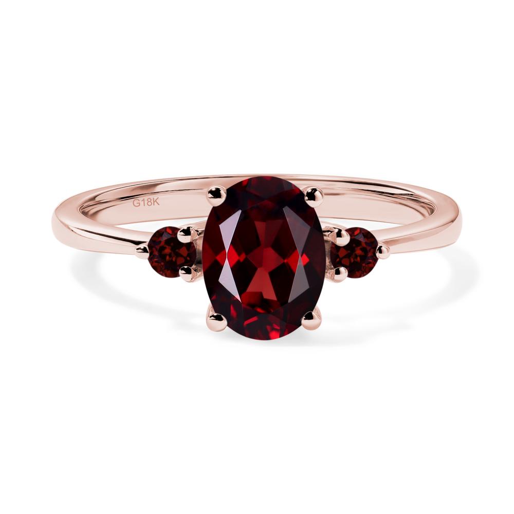 Trilogy Oval Garnet Ring - LUO Jewelry #metal_18k rose gold