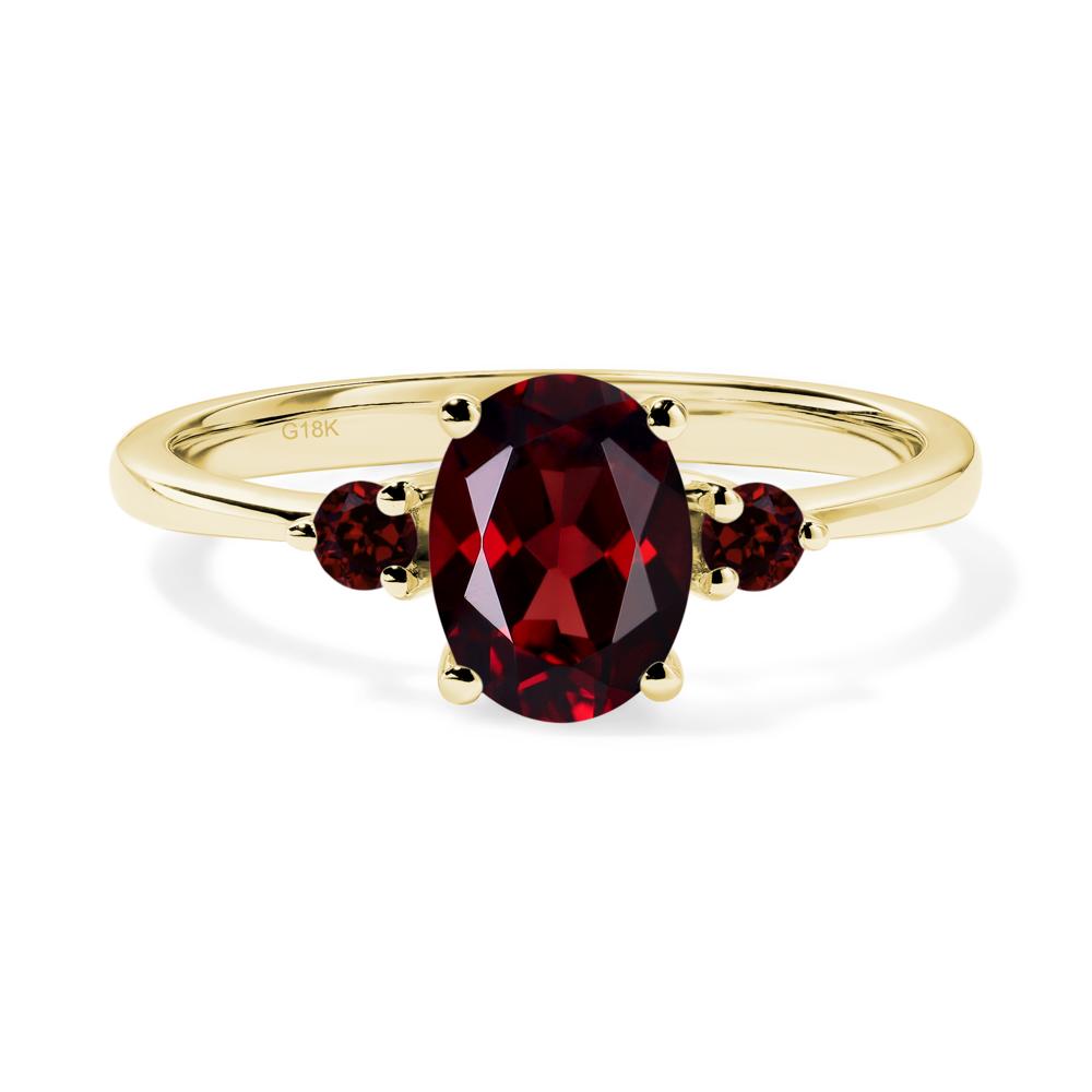 Trilogy Oval Garnet Ring - LUO Jewelry #metal_18k yellow gold