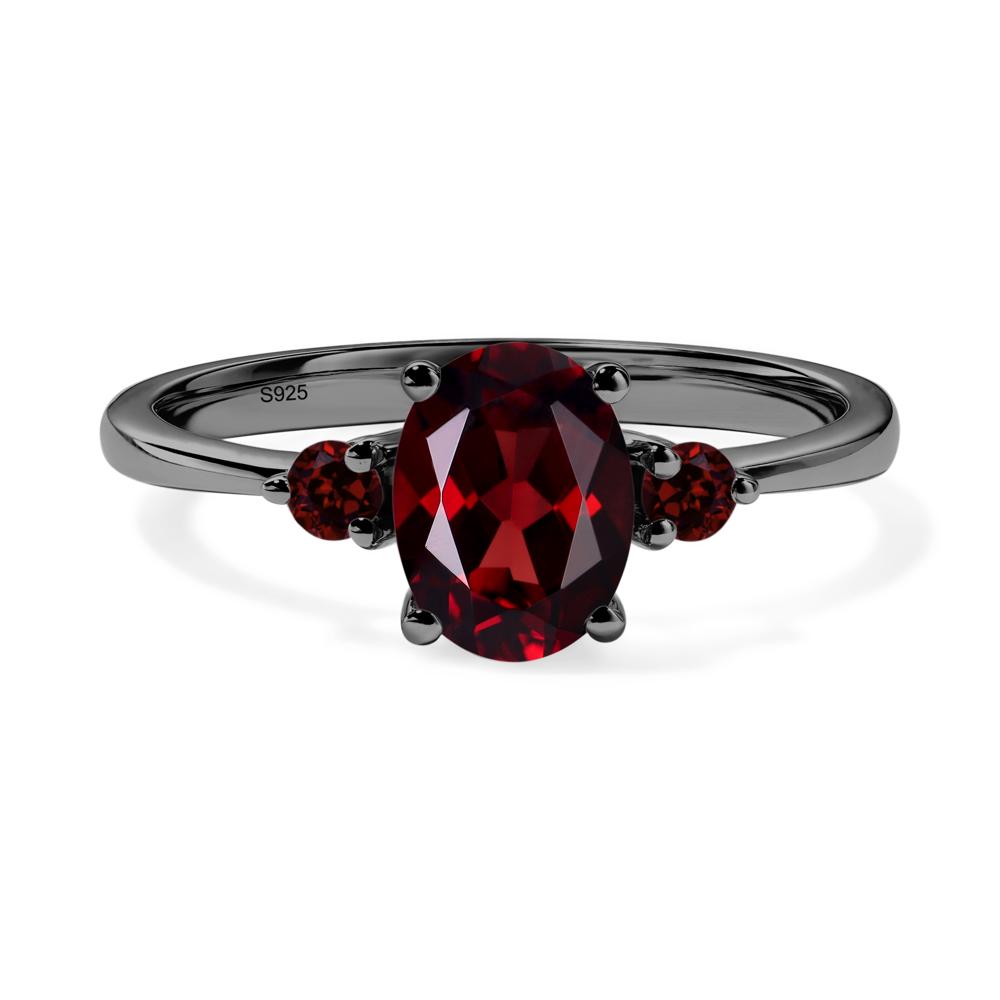 Trilogy Oval Garnet Ring - LUO Jewelry #metal_black finish sterling silver