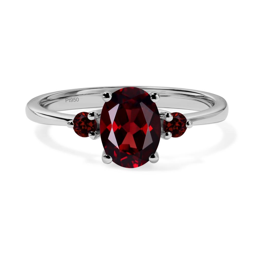 Trilogy Oval Garnet Ring - LUO Jewelry #metal_platinum