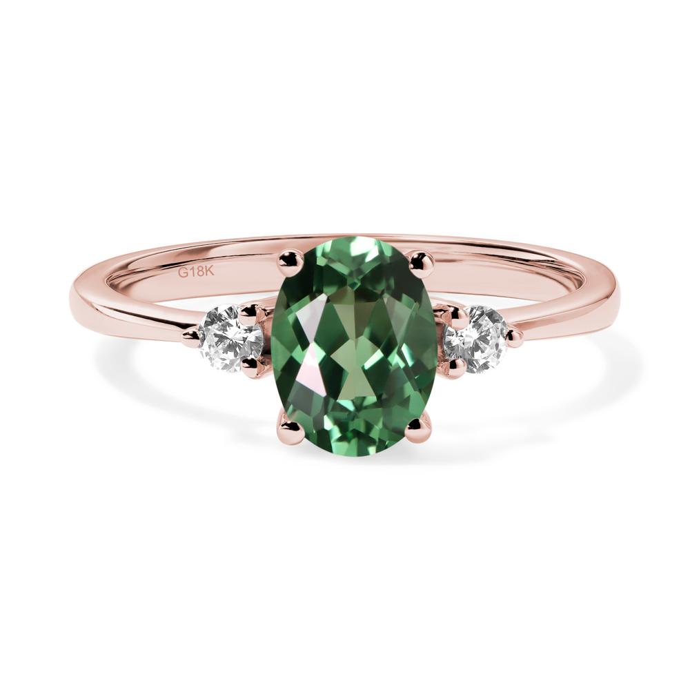 Trilogy Oval Green Sapphire Ring - LUO Jewelry #metal_18k rose gold