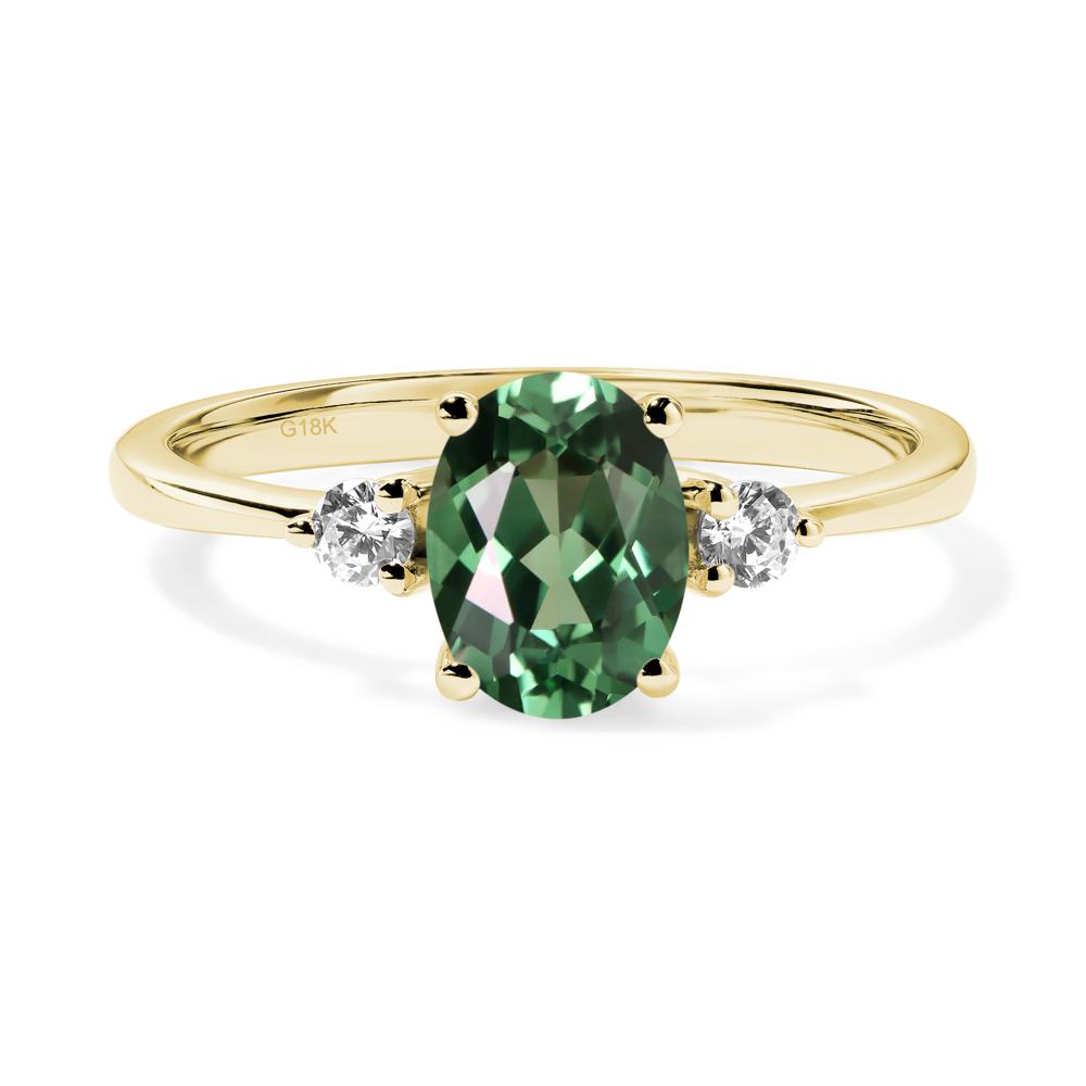 Trilogy Oval Green Sapphire Ring - LUO Jewelry #metal_18k yellow gold