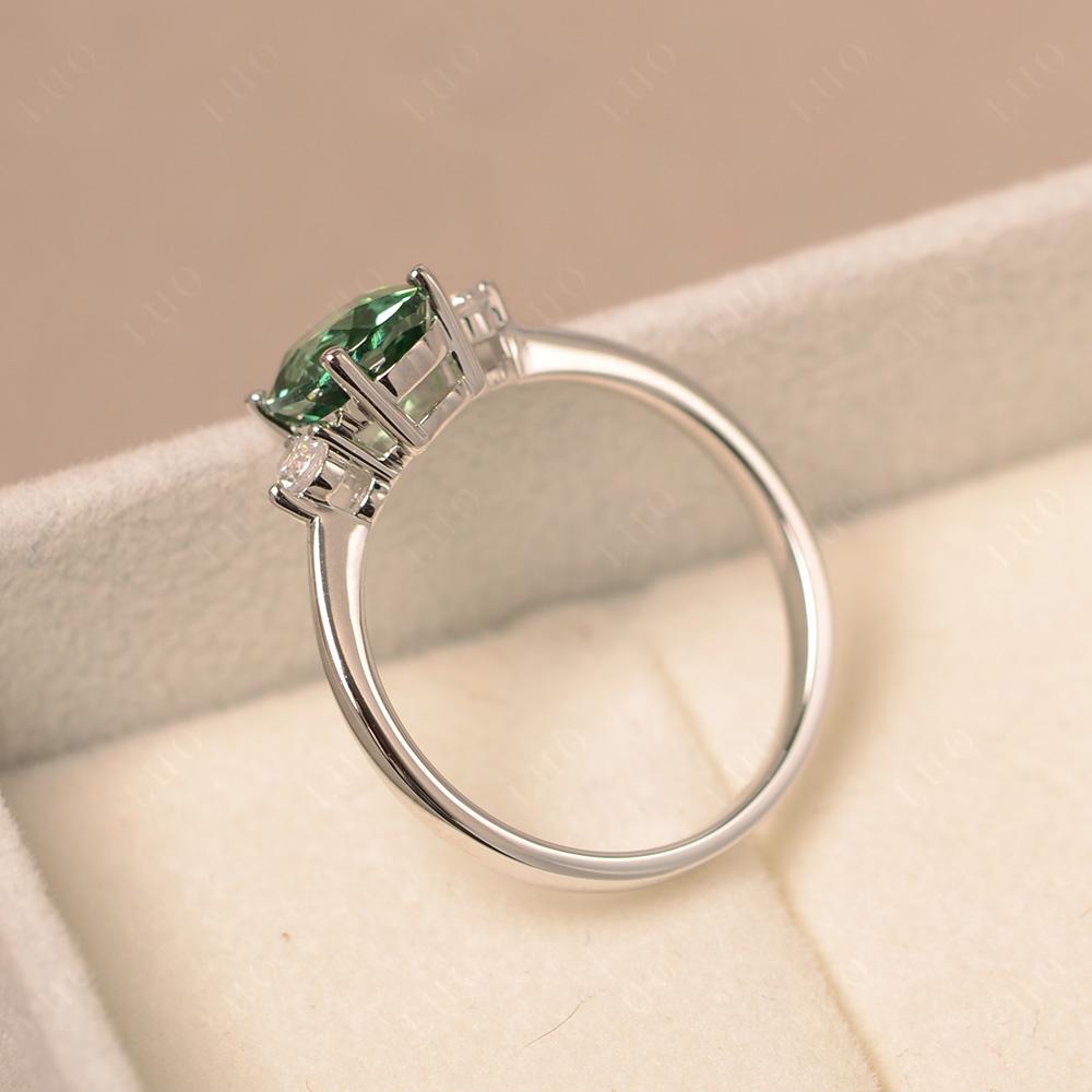 Trilogy Oval Green Sapphire Ring - LUO Jewelry