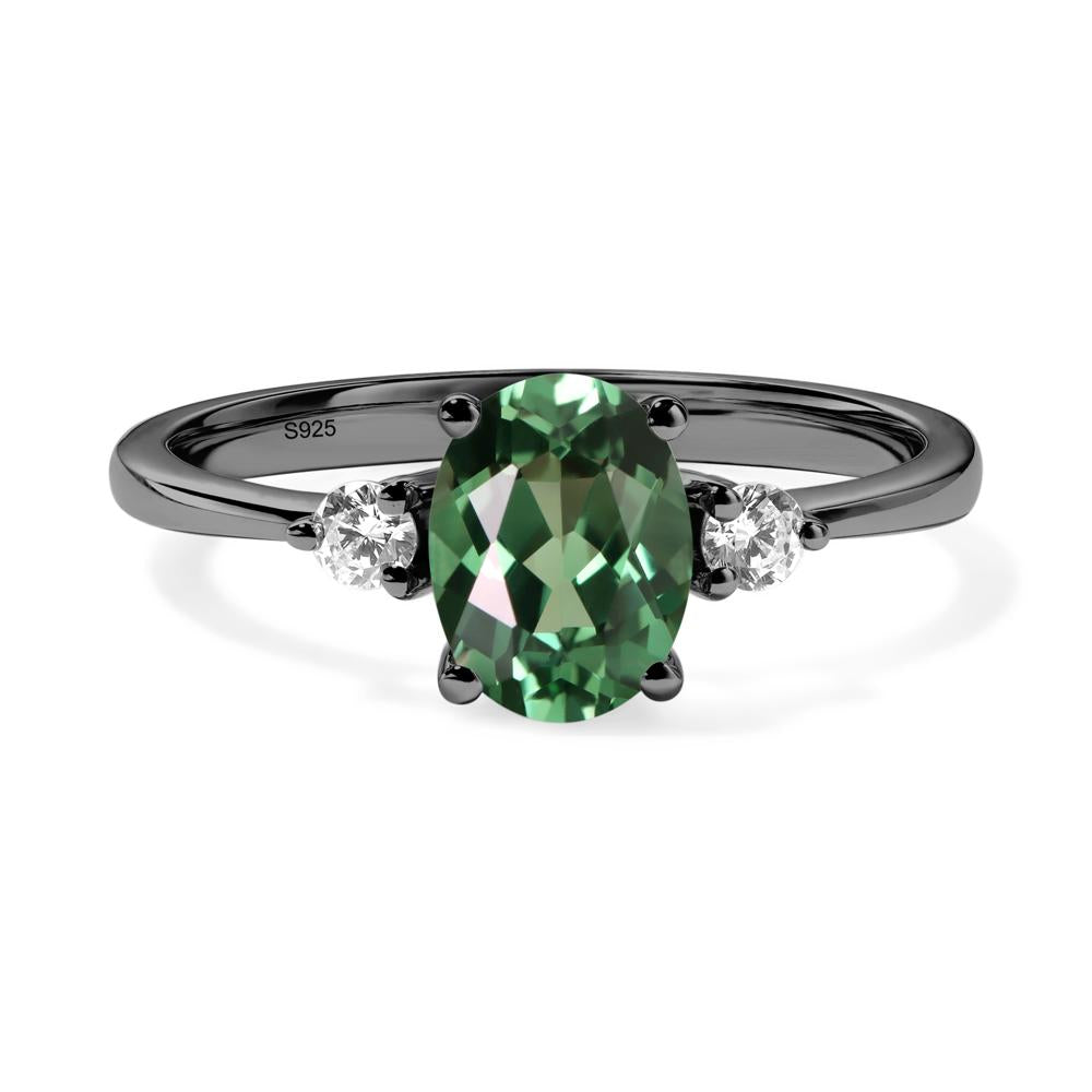 Trilogy Oval Green Sapphire Ring - LUO Jewelry #metal_black finish sterling silver