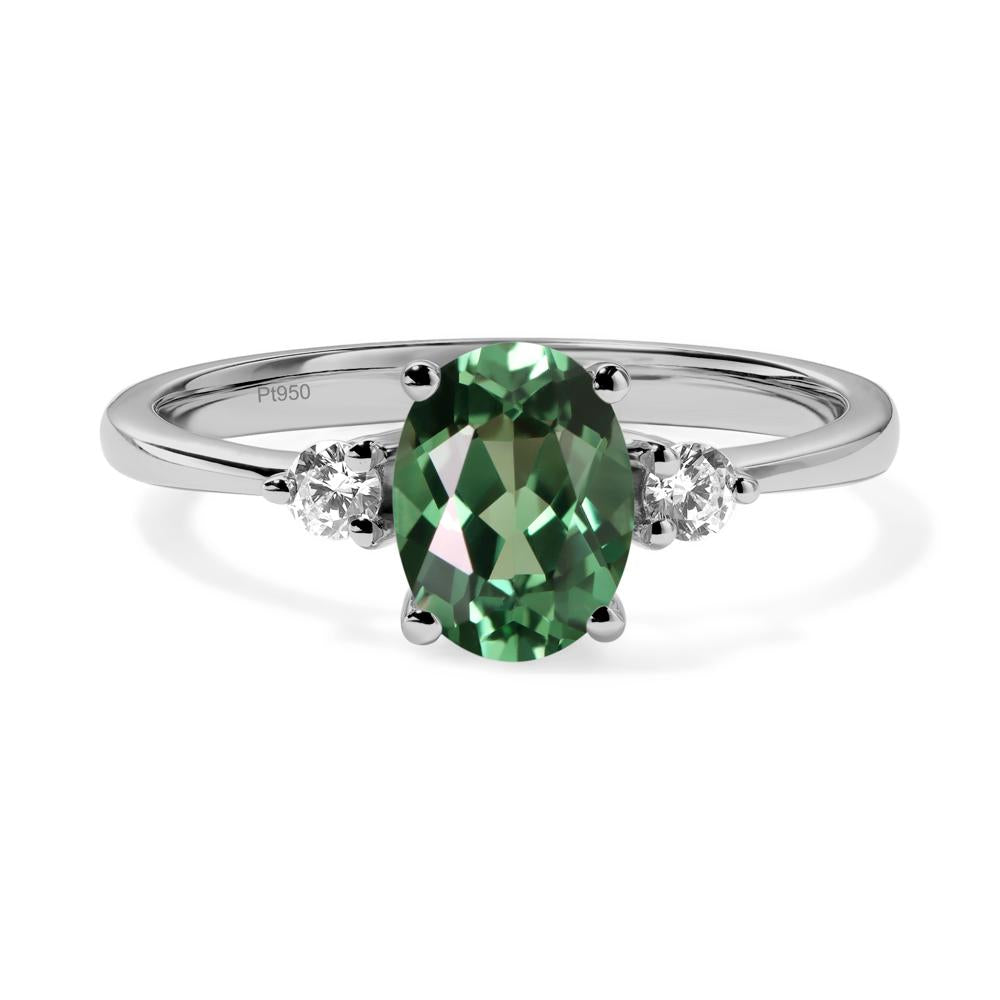 Trilogy Oval Green Sapphire Ring - LUO Jewelry #metal_platinum