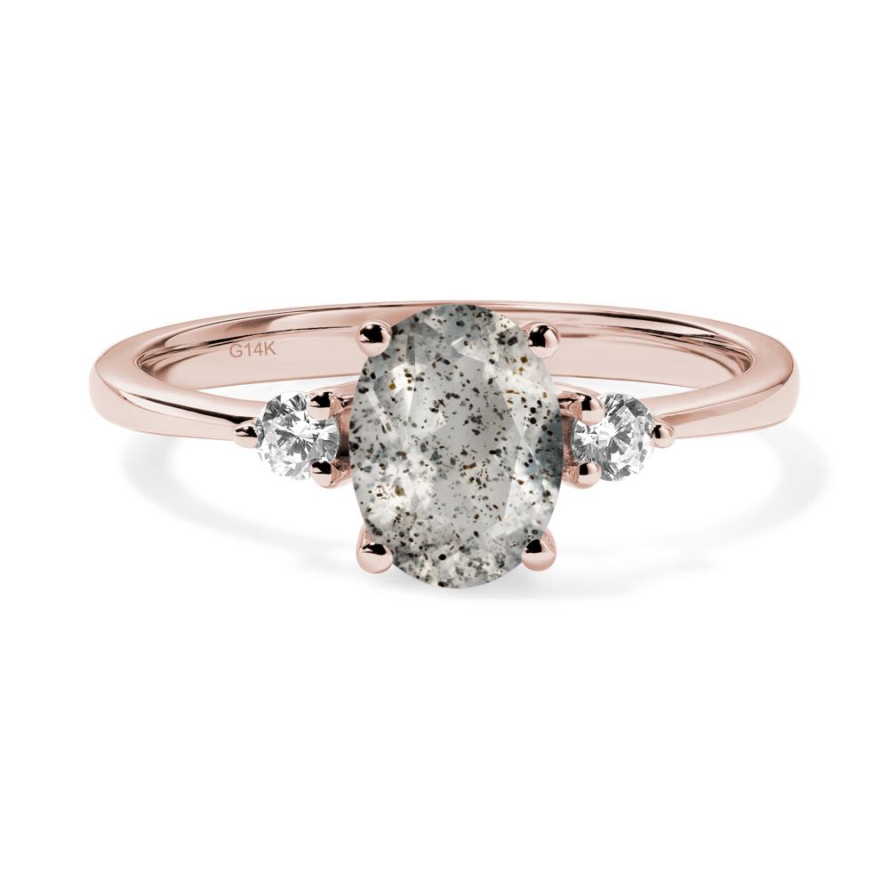 Simple Trilogy Oval Herkimer Diamond Ring - LUO Jewelry #metal_14k rose gold