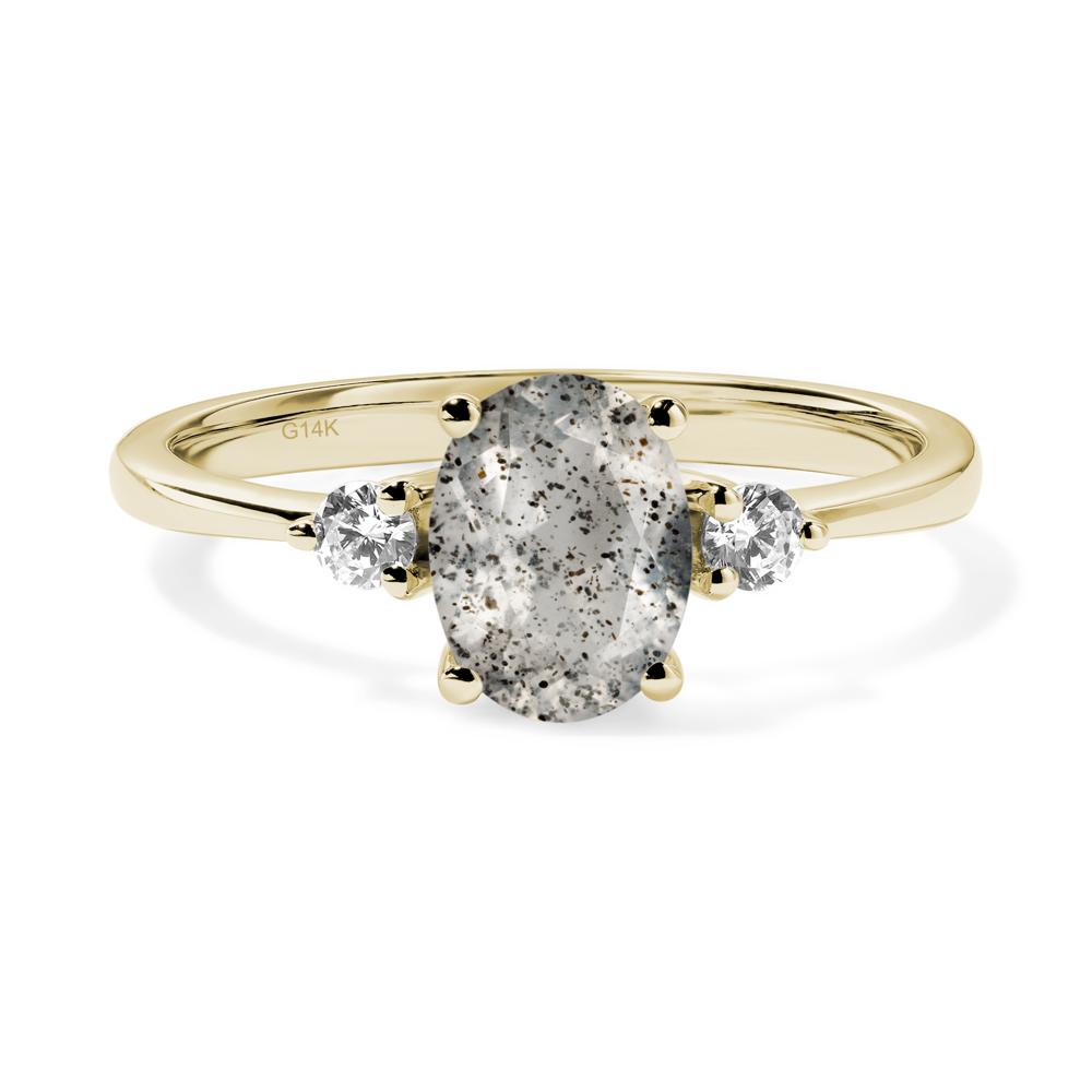 Simple Trilogy Oval Herkimer Diamond Ring - LUO Jewelry #metal_14k yellow gold