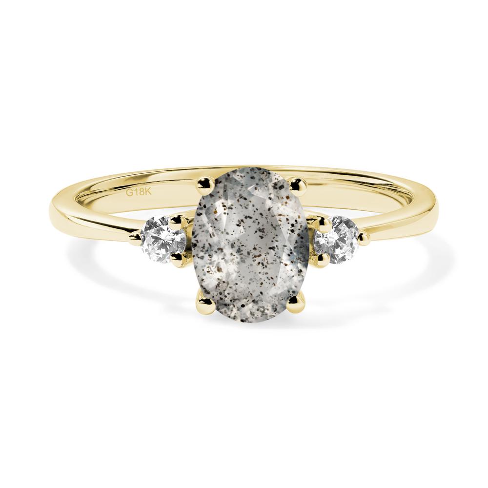 Simple Trilogy Oval Herkimer Diamond Ring - LUO Jewelry #metal_18k yellow gold