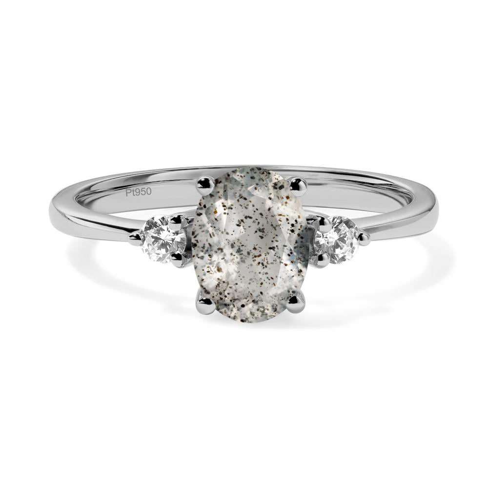 Simple Trilogy Oval Herkimer Diamond Ring - LUO Jewelry #metal_platinum