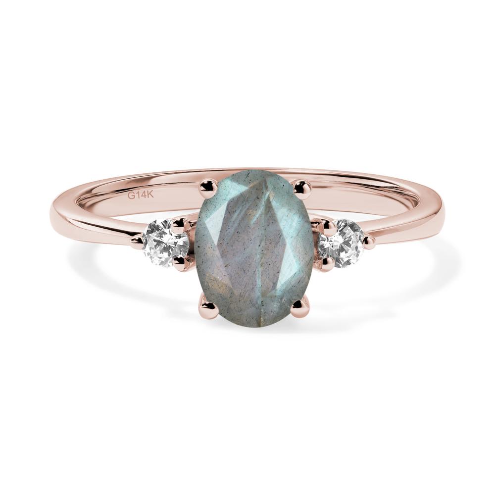 Trilogy Oval Labradorite Ring - LUO Jewelry #metal_14k rose gold