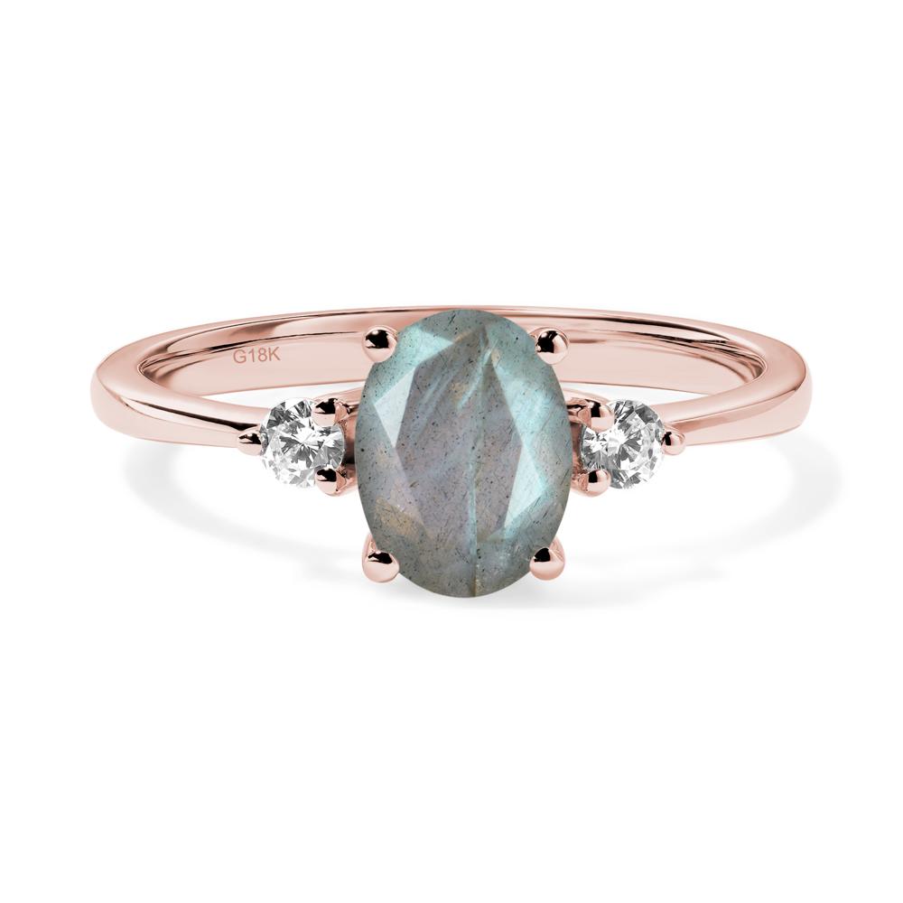 Trilogy Oval Labradorite Ring - LUO Jewelry #metal_18k rose gold