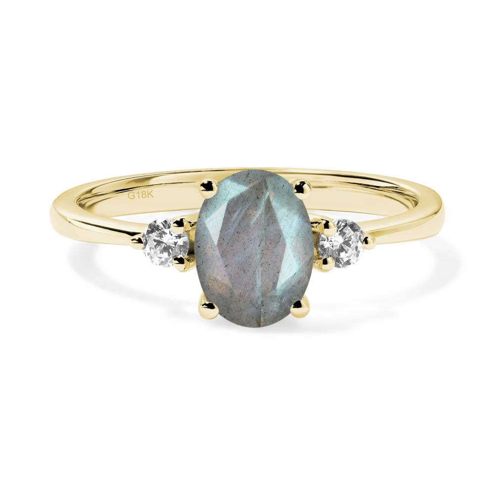 Trilogy Oval Labradorite Ring - LUO Jewelry #metal_18k yellow gold