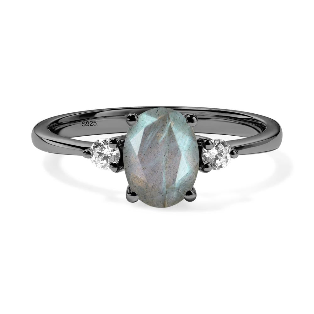 Trilogy Oval Labradorite Ring - LUO Jewelry #metal_black finish sterling silver