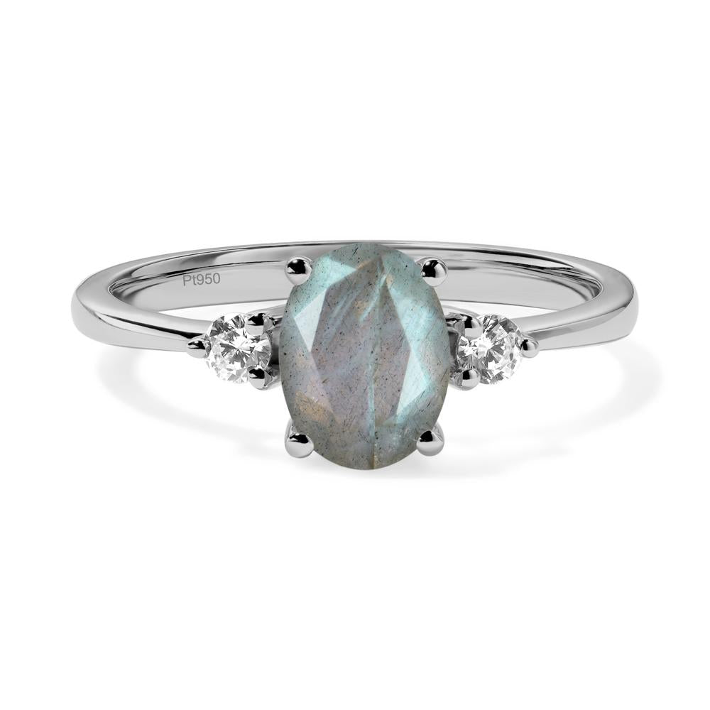 Trilogy Oval Labradorite Ring - LUO Jewelry #metal_platinum