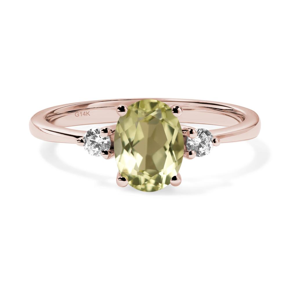 Trilogy Oval Lemon Quartz Ring - LUO Jewelry #metal_14k rose gold