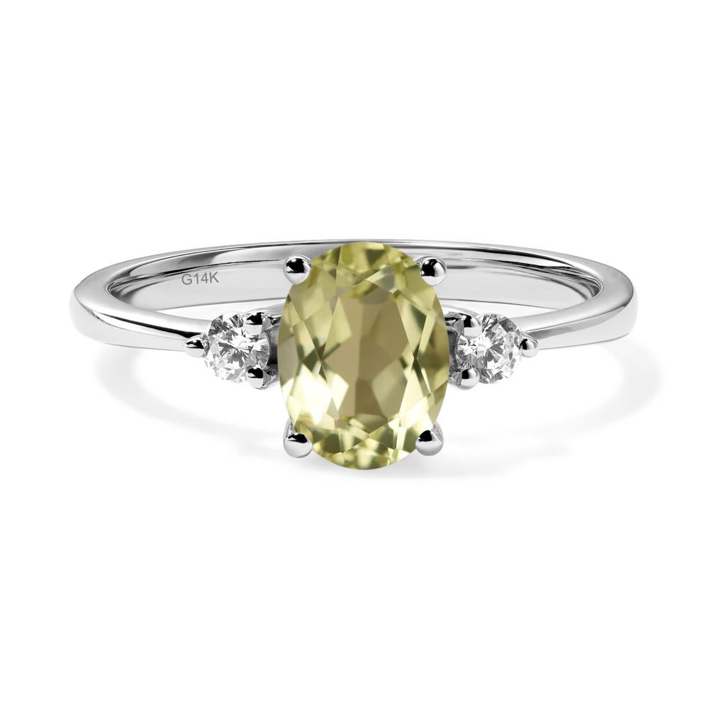 Trilogy Oval Lemon Quartz Ring - LUO Jewelry #metal_14k white gold