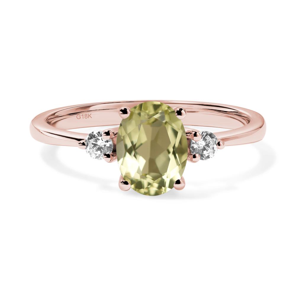 Trilogy Oval Lemon Quartz Ring - LUO Jewelry #metal_18k rose gold