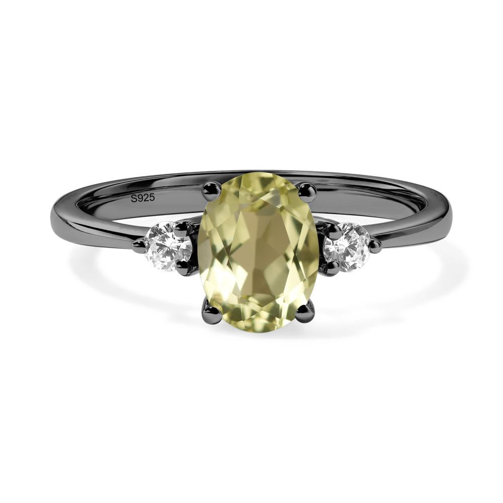 Trilogy Oval Lemon Quartz Ring - LUO Jewelry #metal_black finish sterling silver