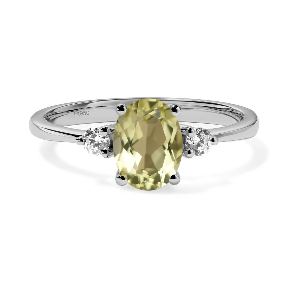 Trilogy Oval Lemon Quartz Ring - LUO Jewelry #metal_platinum