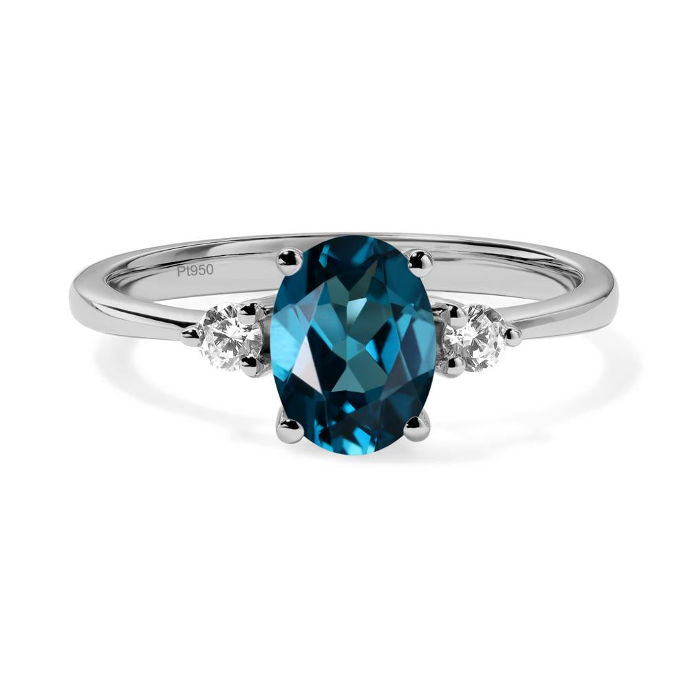 Trilogy Oval London Blue Topaz Ring - LUO Jewelry #metal_platinum