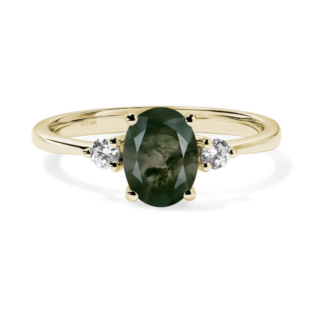 Trilogy Oval Moss Agate Ring - LUO Jewelry #metal_14k yellow gold