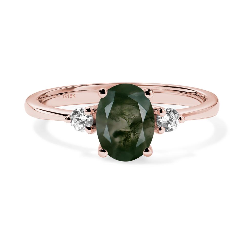 Trilogy Oval Moss Agate Ring - LUO Jewelry #metal_18k rose gold