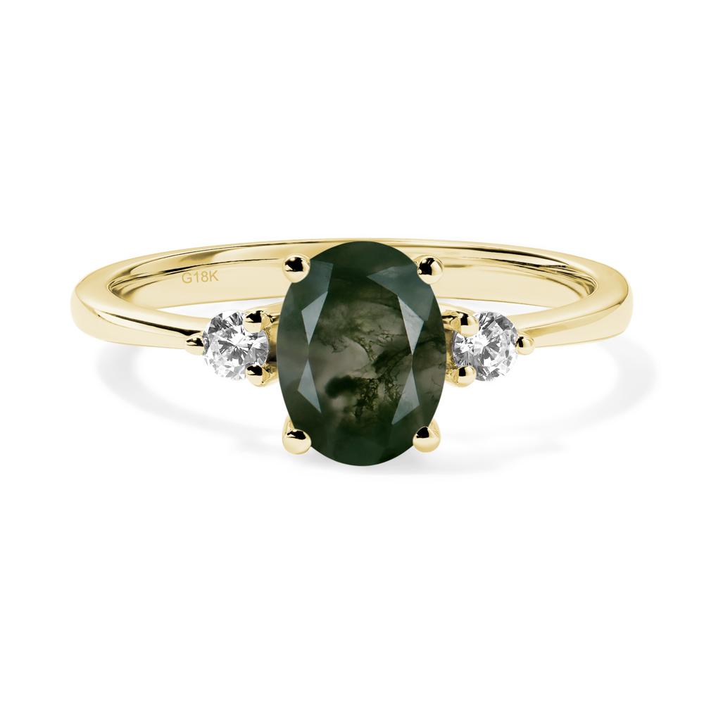Trilogy Oval Moss Agate Ring - LUO Jewelry #metal_18k yellow gold