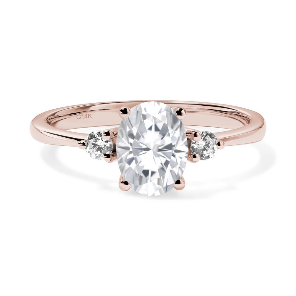 Trilogy Oval Moissanite Ring - LUO Jewelry #metal_14k rose gold